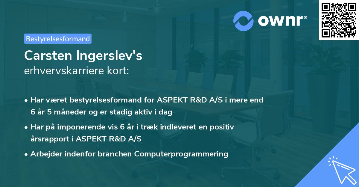 Carsten Ingerslev's erhvervskarriere kort