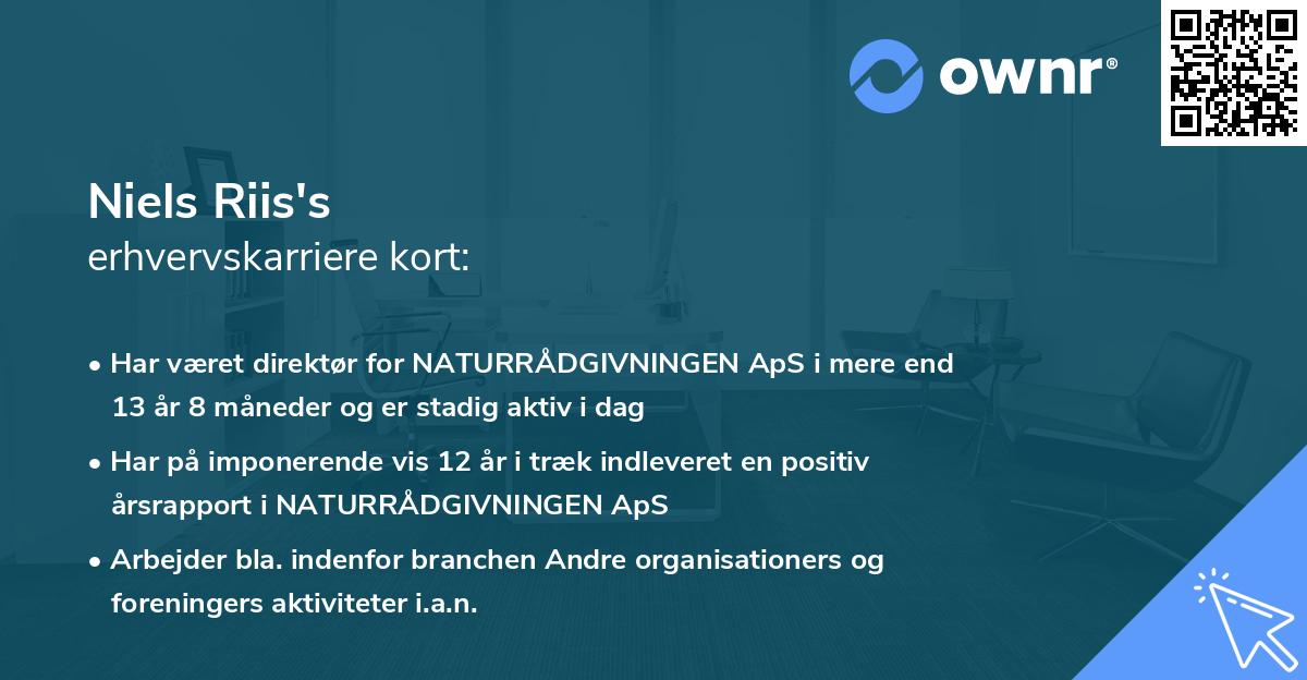 Niels Riis's erhvervskarriere kort