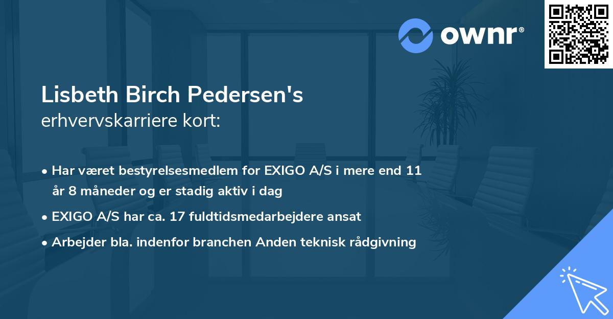 Lisbeth Birch Pedersen's erhvervskarriere kort