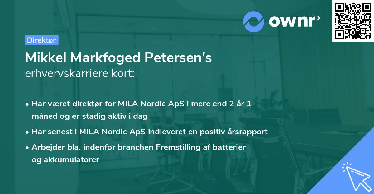 Mikkel Markfoged Petersen's erhvervskarriere kort