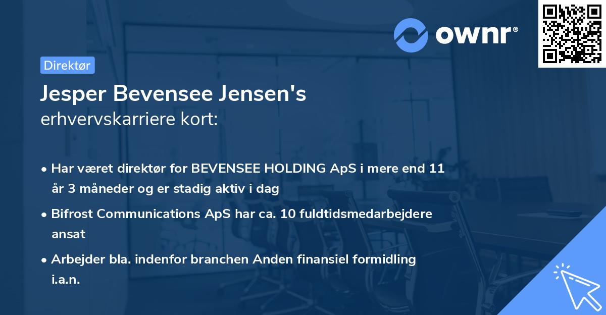 Jesper Bevensee Jensen's erhvervskarriere kort