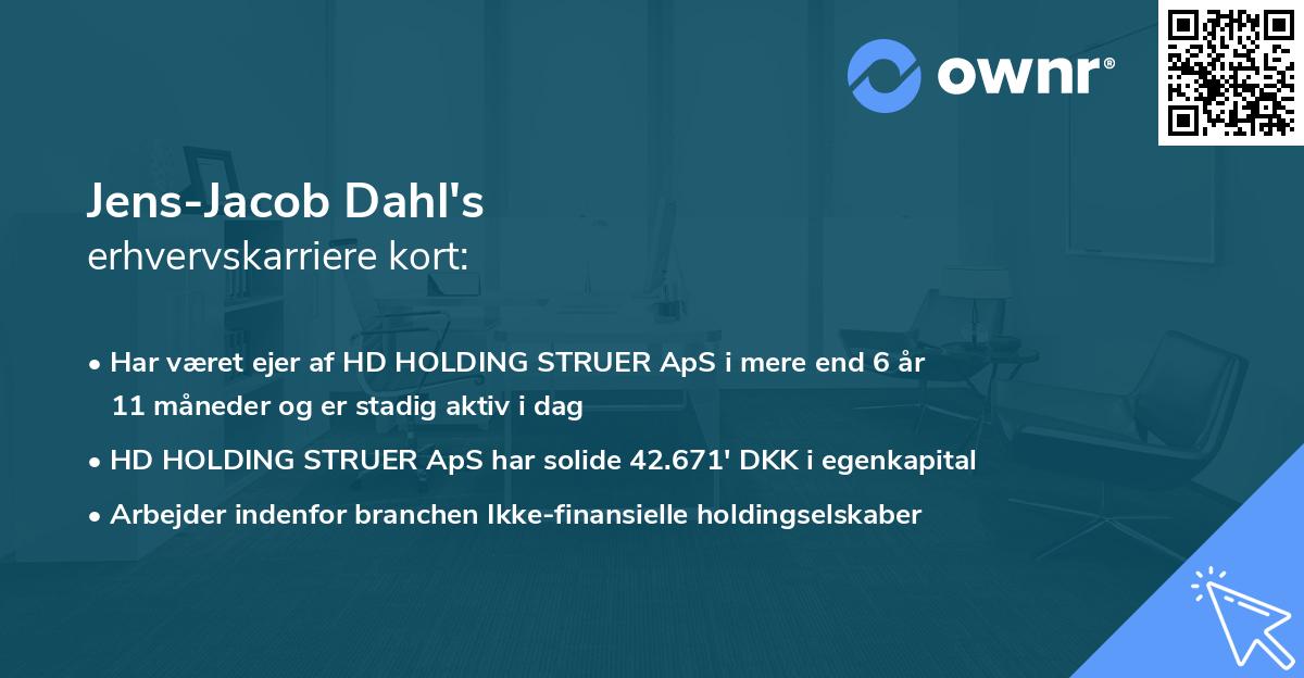 Jens-Jacob Dahl's erhvervskarriere kort