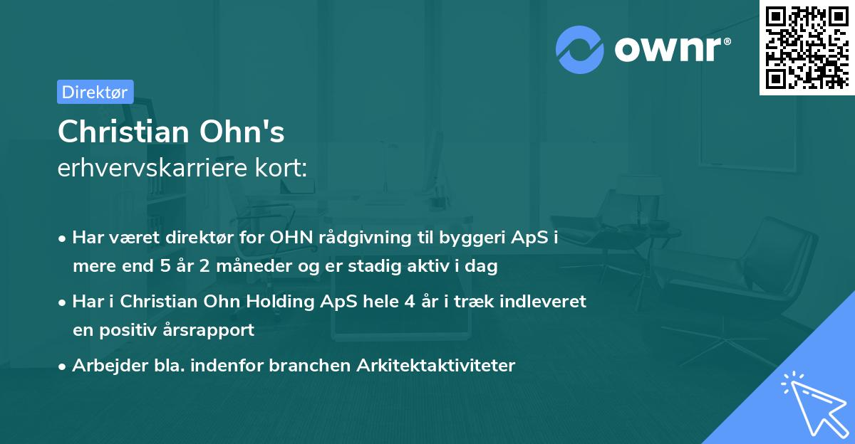Christian Ohn's erhvervskarriere kort