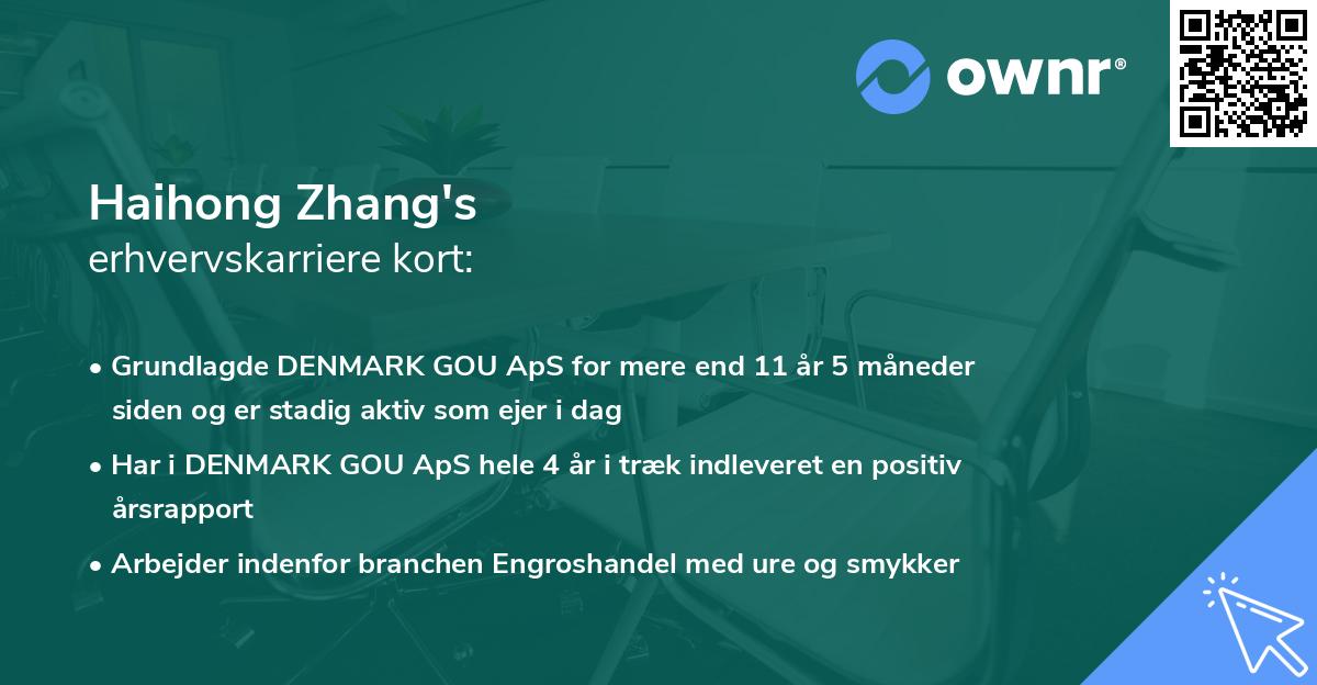 Haihong Zhang's erhvervskarriere kort