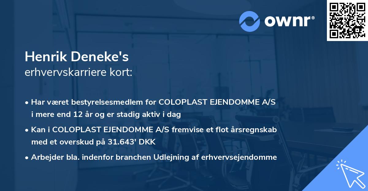 Henrik Deneke's erhvervskarriere kort