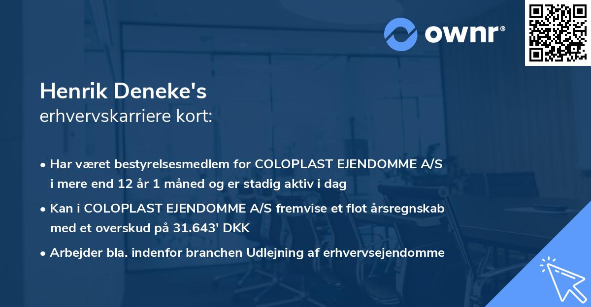 Henrik Deneke's erhvervskarriere kort
