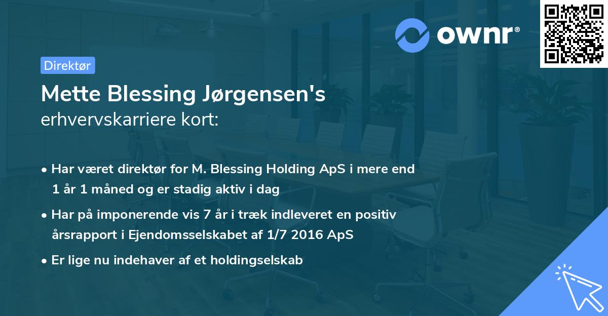 Mette Blessing Jørgensen's erhvervskarriere kort