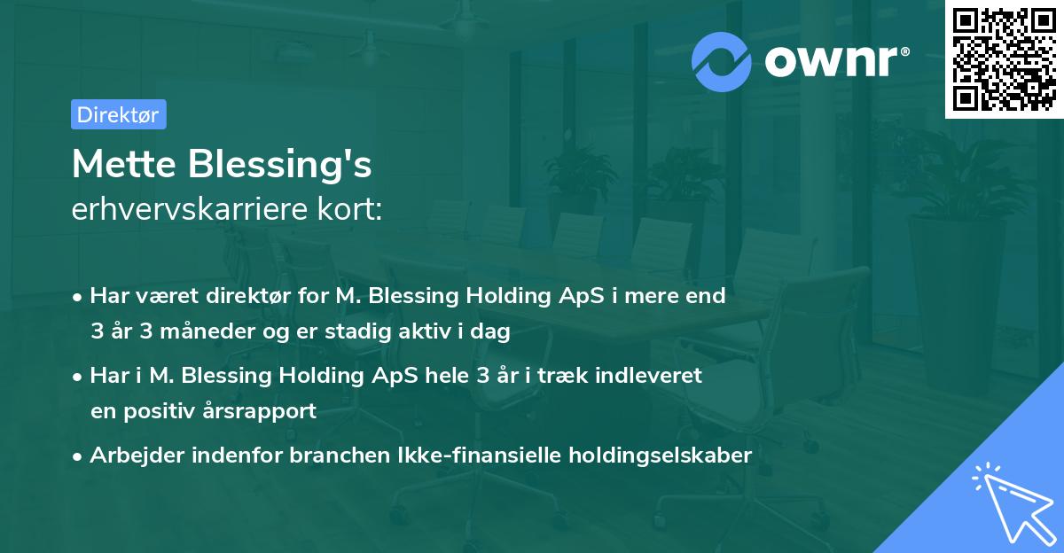 Mette Blessing's erhvervskarriere kort