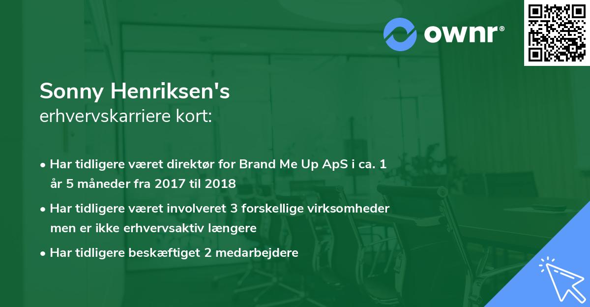 Sonny Henriksen's erhvervskarriere kort