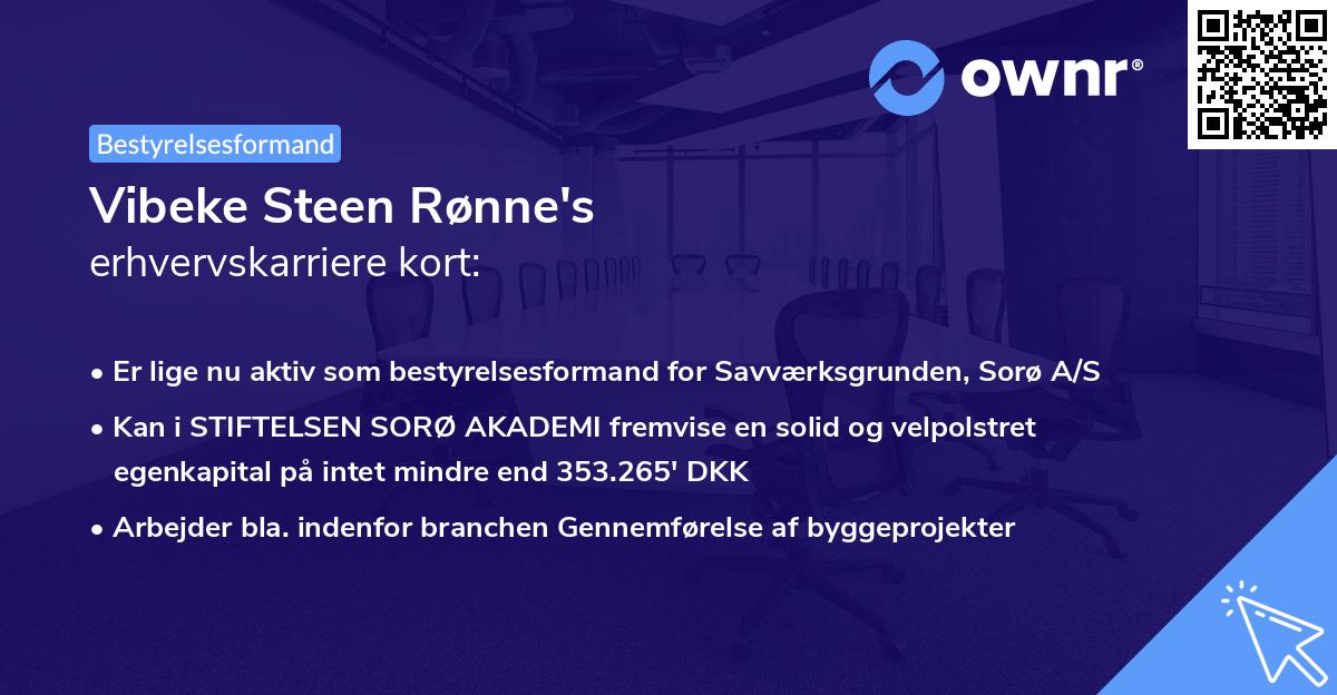 Vibeke Steen Rønne's erhvervskarriere kort