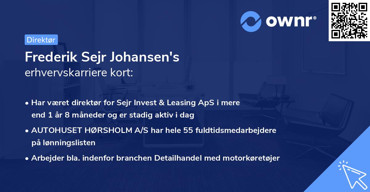 Frederik Sejr Johansen's erhvervskarriere kort