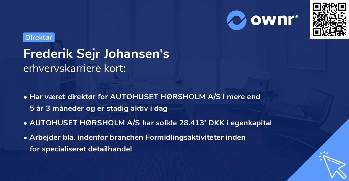 Frederik Sejr Johansen's erhvervskarriere kort
