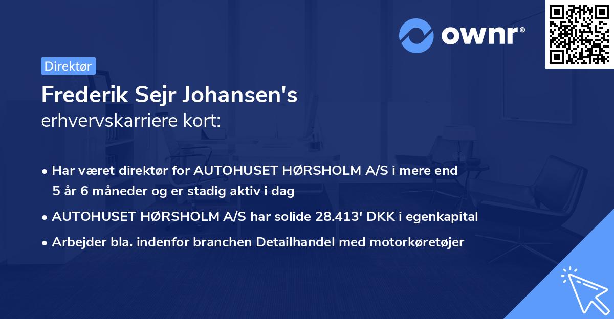 Frederik Sejr Johansen's erhvervskarriere kort