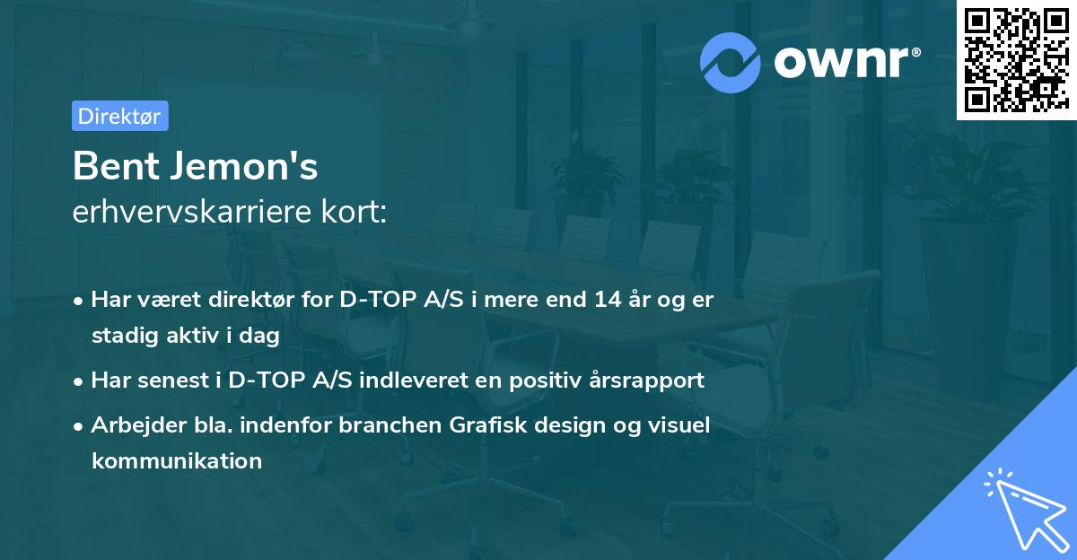 Bent Jemon's erhvervskarriere kort