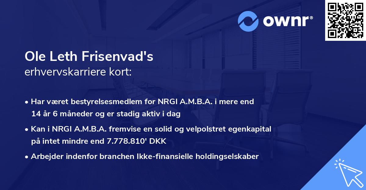 Ole Leth Frisenvad's erhvervskarriere kort