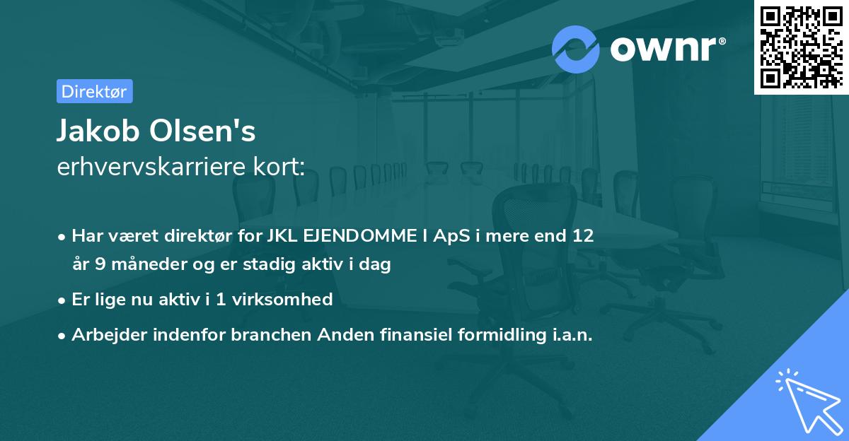 Jakob Olsen's erhvervskarriere kort