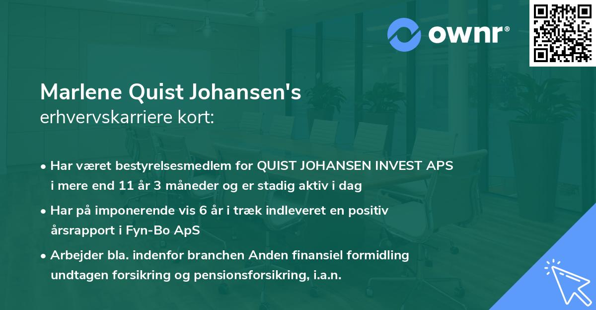 Marlene Quist Johansen's erhvervskarriere kort