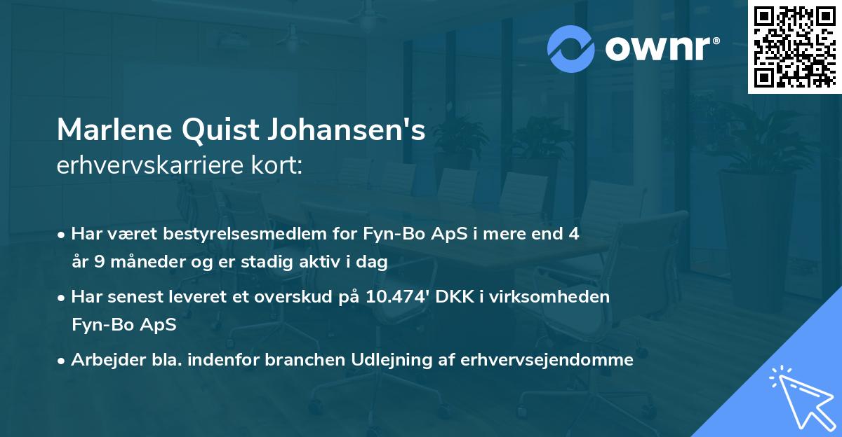 Marlene Quist Johansen's erhvervskarriere kort