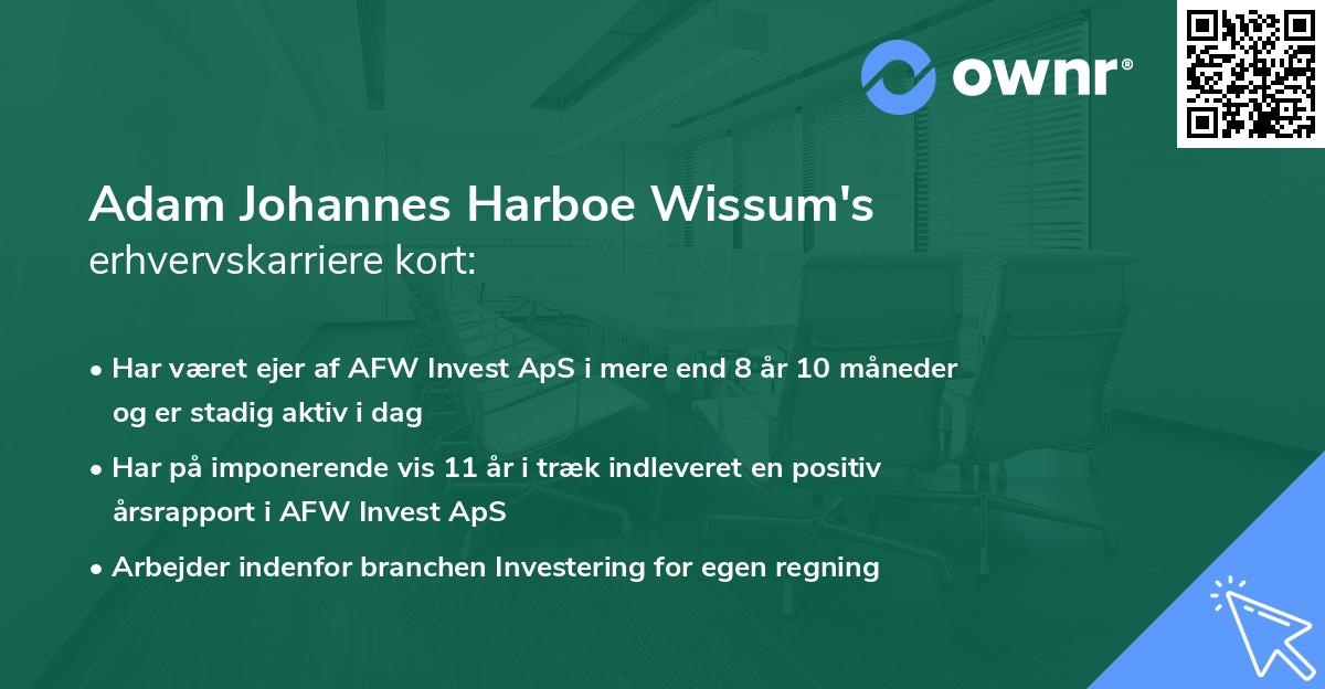 Adam Johannes Harboe Wissum's erhvervskarriere kort