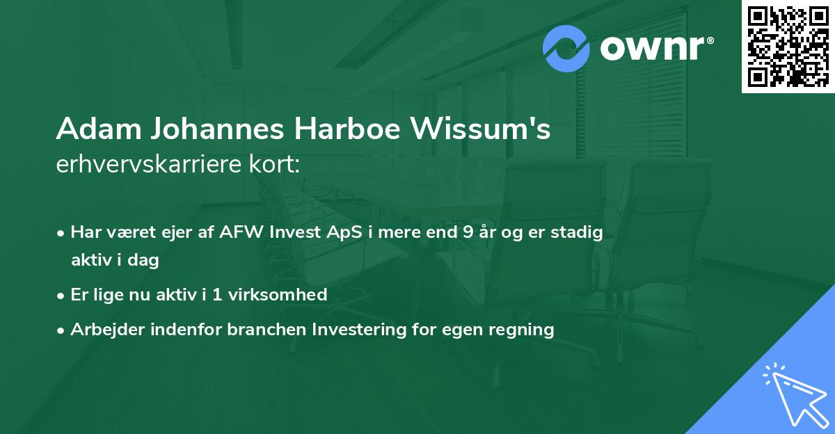 Adam Johannes Harboe Wissum's erhvervskarriere kort