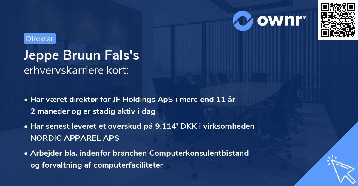 Jeppe Bruun Fals's erhvervskarriere kort
