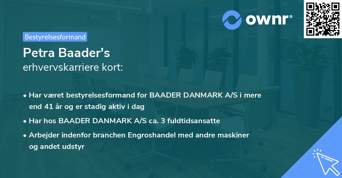 Petra Baader's erhvervskarriere kort