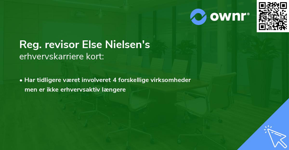 Reg. revisor Else Nielsen's erhvervskarriere kort