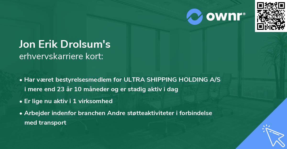 Jon Erik Drolsum's erhvervskarriere kort