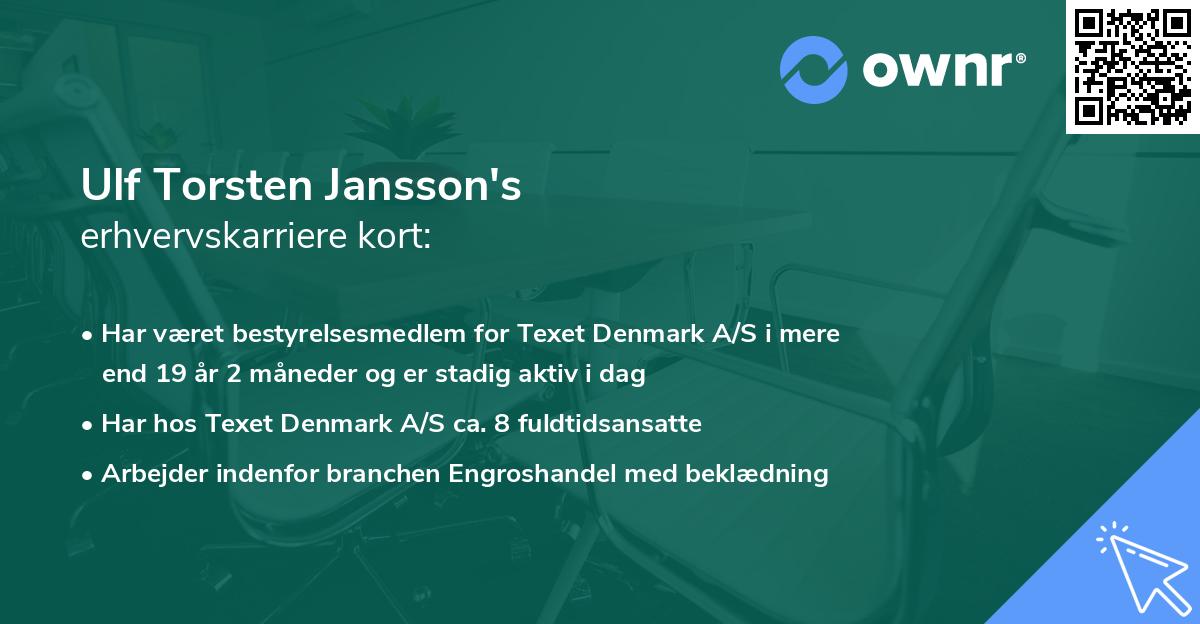 Ulf Torsten Jansson's erhvervskarriere kort