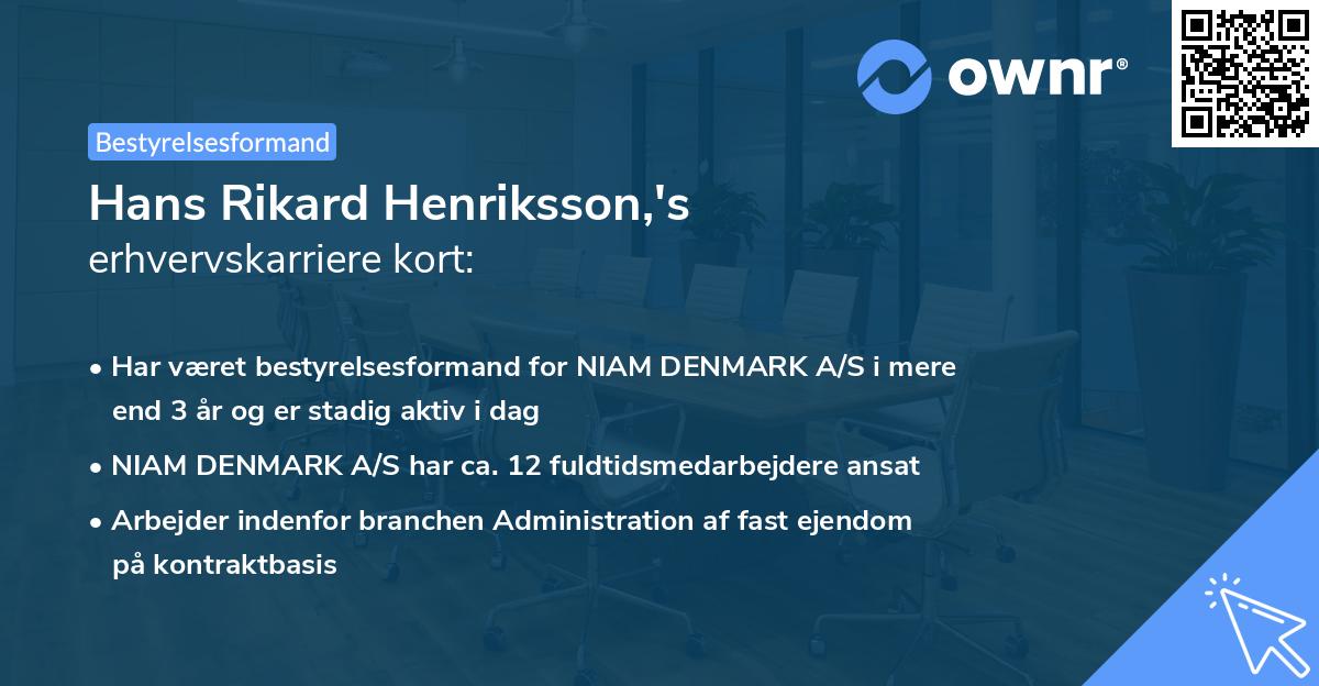 Hans Rikard Henriksson,'s erhvervskarriere kort