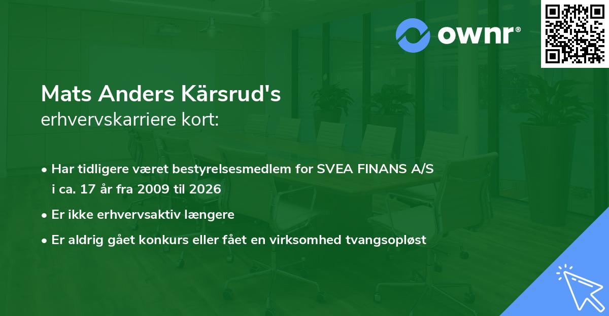 Mats Anders Kärsrud's erhvervskarriere kort