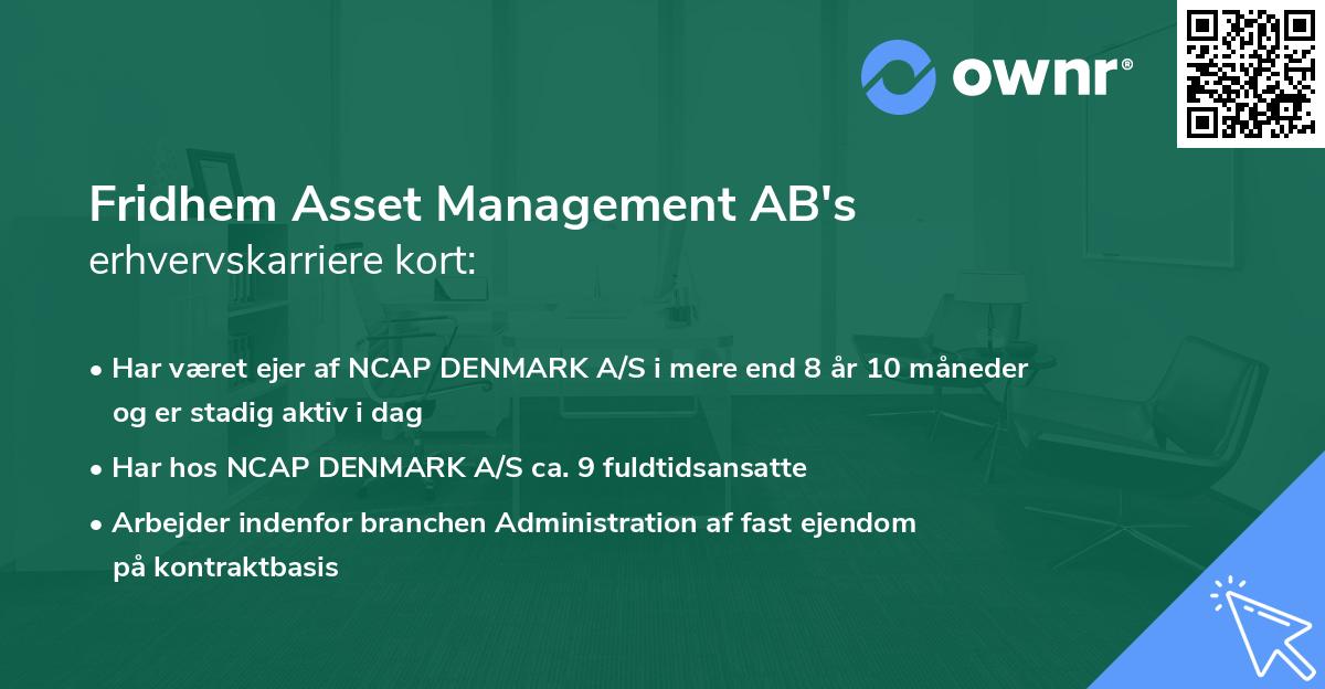 Fridhem Asset Management AB's erhvervskarriere kort
