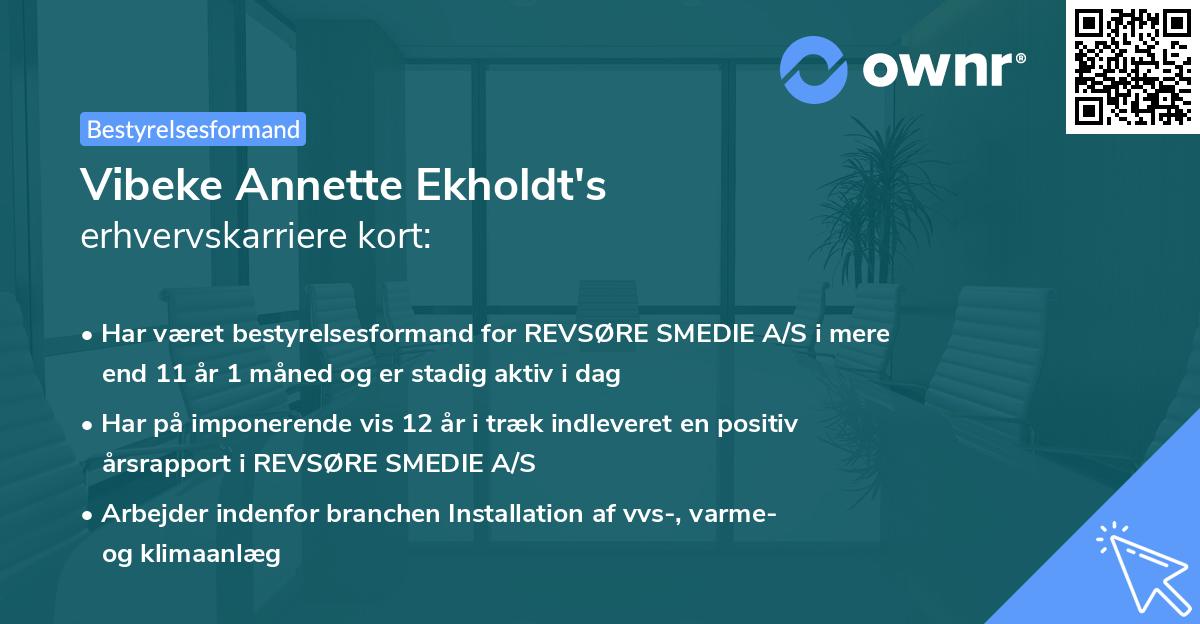 Vibeke Annette Ekholdt's erhvervskarriere kort
