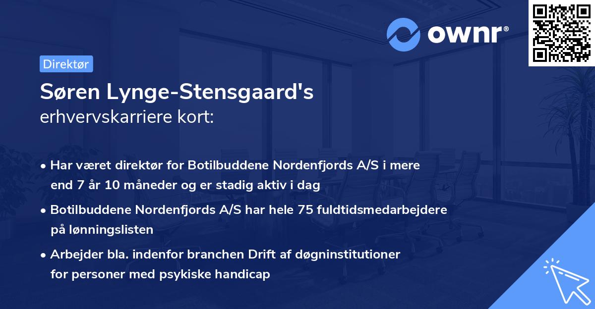 Søren Lynge-Stensgaard's erhvervskarriere kort