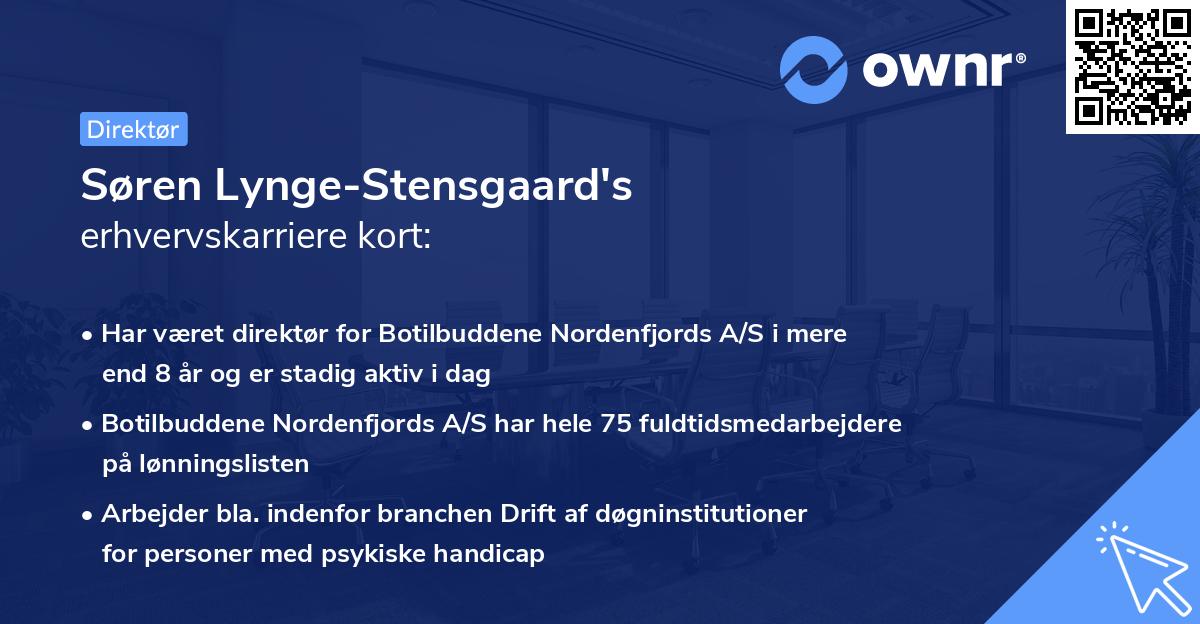Søren Lynge-Stensgaard's erhvervskarriere kort