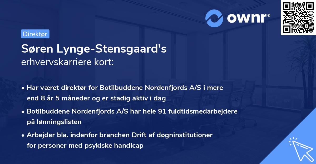 Søren Lynge-Stensgaard's erhvervskarriere kort