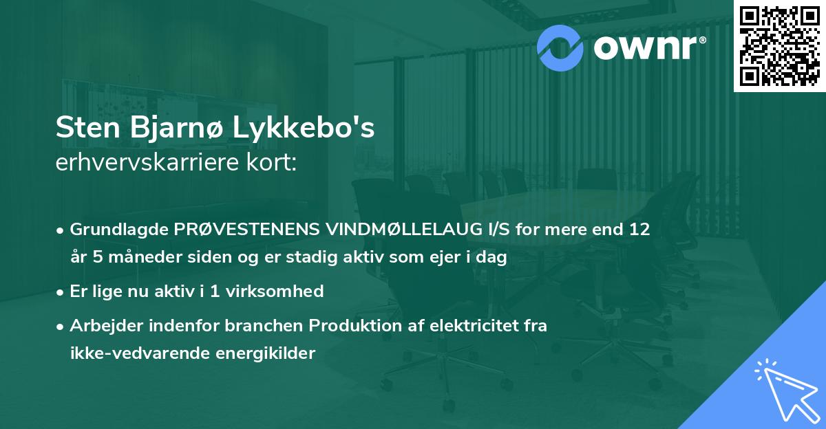 Sten Bjarnø Lykkebo's erhvervskarriere kort