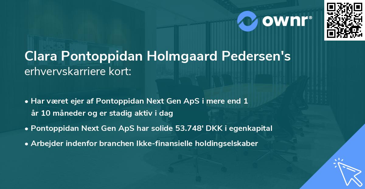 Clara Pontoppidan Holmgaard Pedersen's erhvervskarriere kort