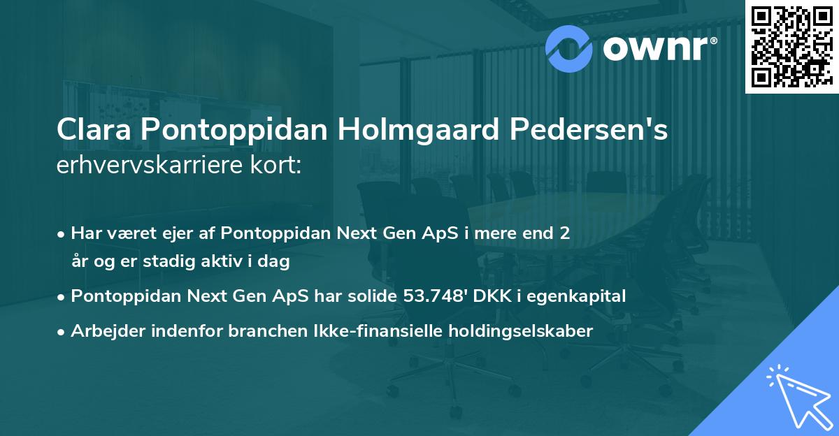 Clara Pontoppidan Holmgaard Pedersen's erhvervskarriere kort