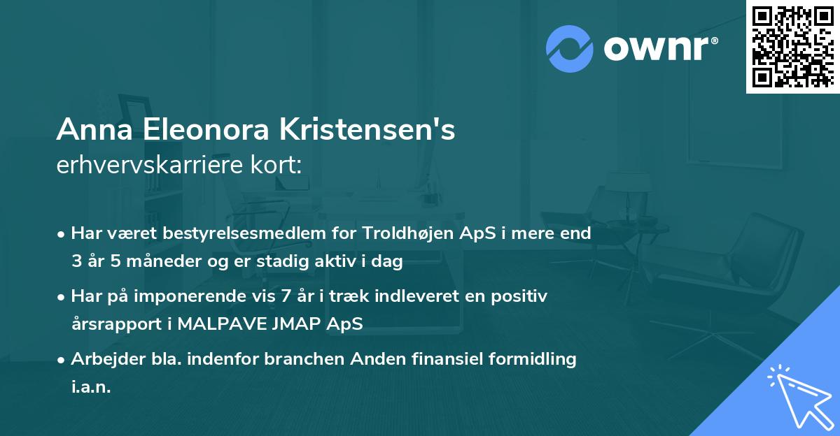Anna Eleonora Kristensen's erhvervskarriere kort