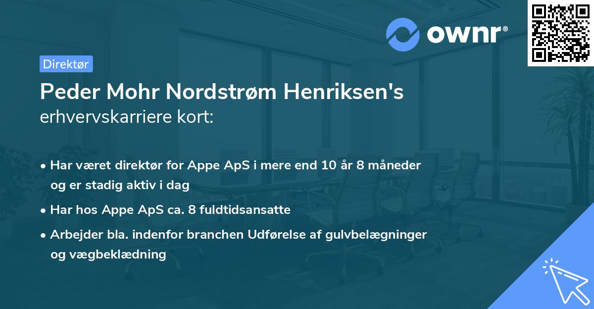 Peder Mohr Nordstrøm Henriksen's erhvervskarriere kort