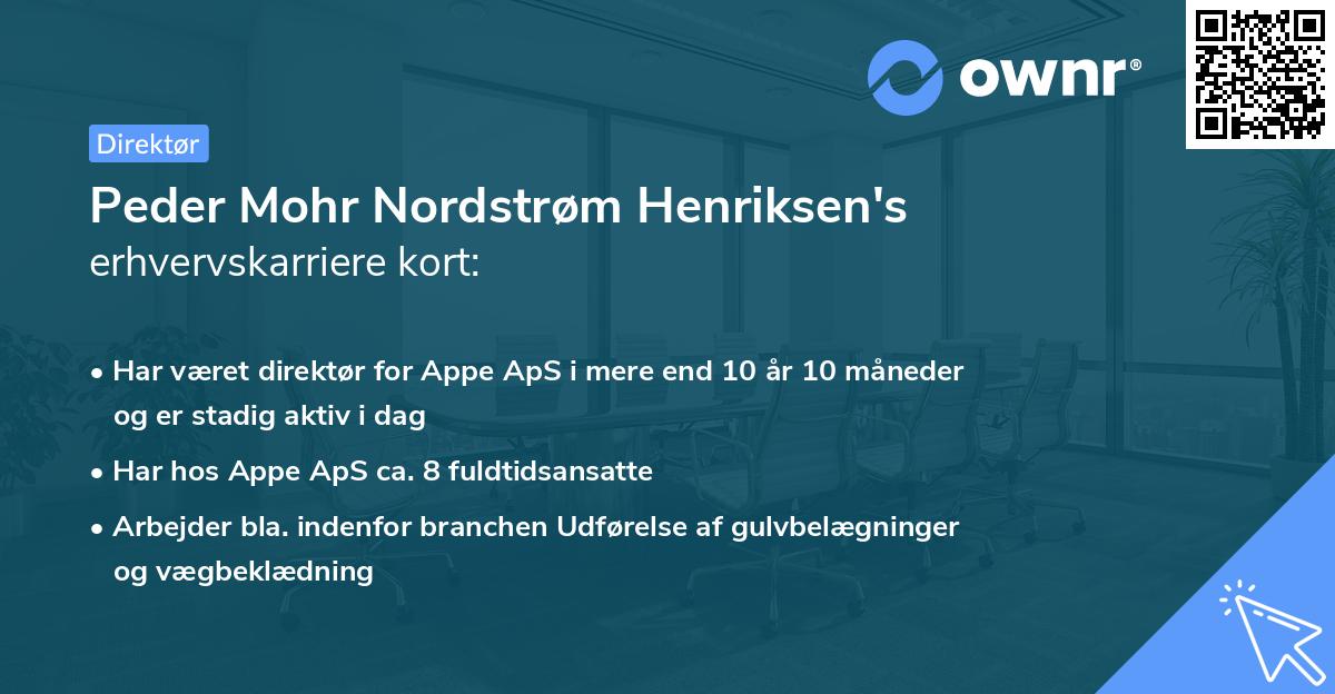 Peder Mohr Nordstrøm Henriksen's erhvervskarriere kort