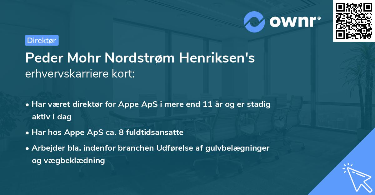 Peder Mohr Nordstrøm Henriksen's erhvervskarriere kort