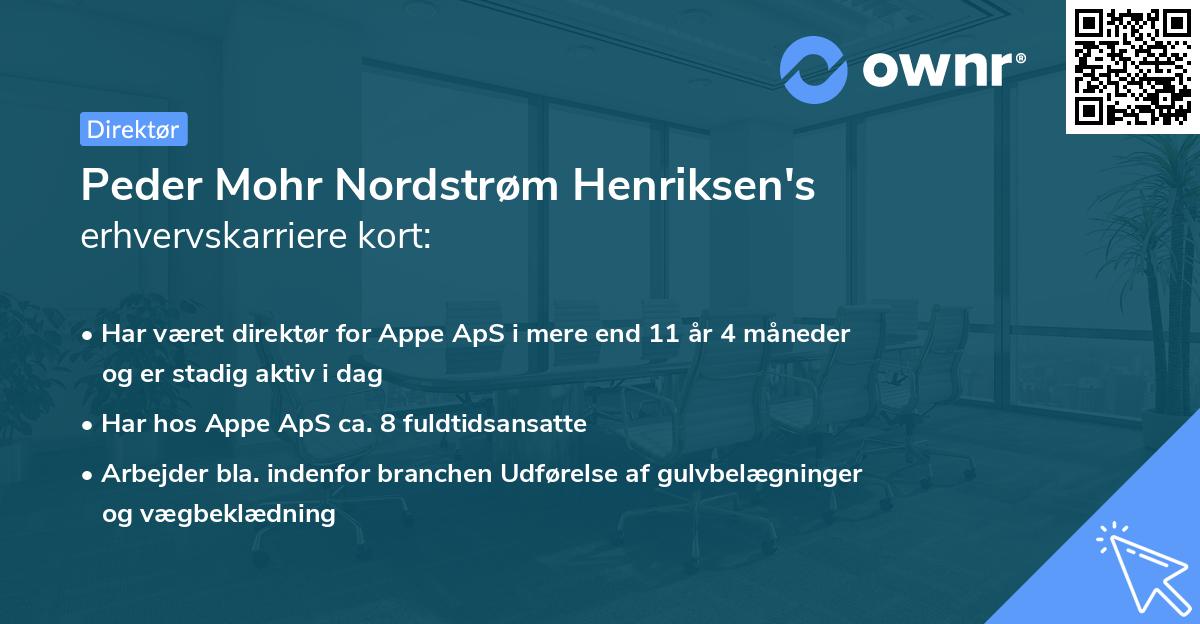 Peder Mohr Nordstrøm Henriksen's erhvervskarriere kort