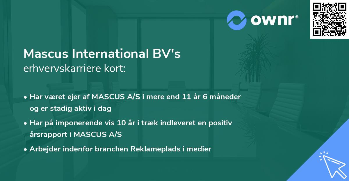 Mascus International BV's erhvervskarriere kort