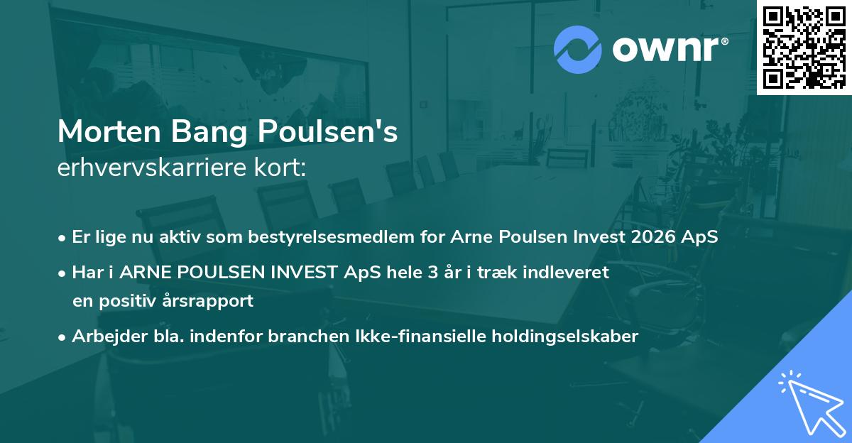 Morten Bang Poulsen's erhvervskarriere kort