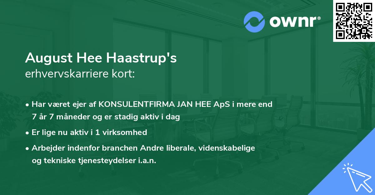 August Hee Haastrup's erhvervskarriere kort
