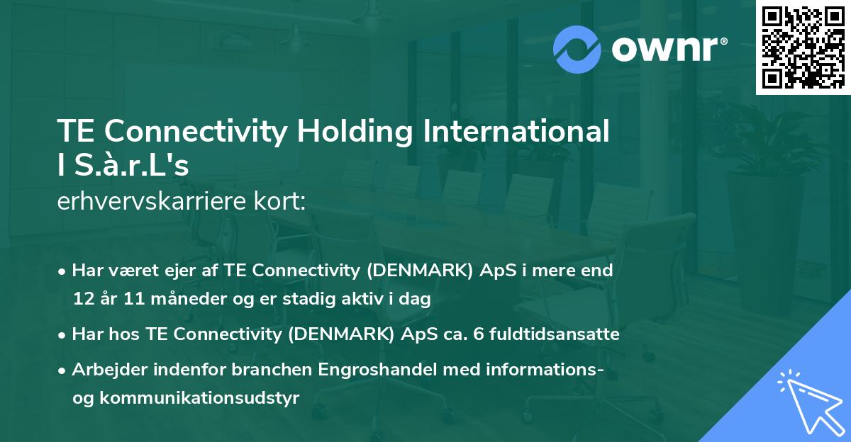 TE Connectivity Holding International I S.à.r.L's erhvervskarriere kort