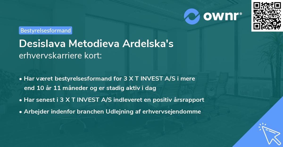 Desislava Metodieva Ardelska's erhvervskarriere kort