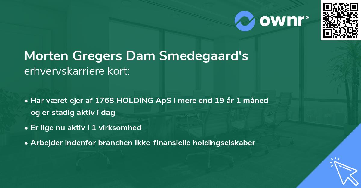 Morten Gregers Dam Smedegaard's erhvervskarriere kort